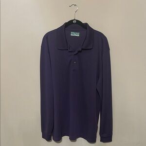PGA Tour Men's Deep Purple Long Sleeve Polo Shirt